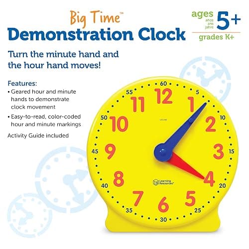 Learning Resources Big Time Learning Clock, Analog Clock, Homeschool, 12 Hour, Basic Math Development, Ages 5+ thumbnail 6