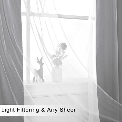 Hiasan Black Blackout Curtains with Sheer 84 Inches Long, Thermal Insulated Mix & Match Double Layer Room Darkening Curtains for Bedroom, Living Room, 2 Window Drape Panels with Tiebacks, 52W X 84L thumbnail 6