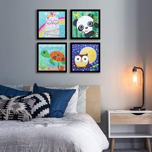 CHWGLFGG 6 Pack 5D Diamond Painting Kits for Kids Beginners, Full Drill Cute Animals Diamond Art Kits, DIY Big Gem Art for Children Ages 6-7-8-9-12, Home Wall Decor 6x6 Inch thumbnail 3