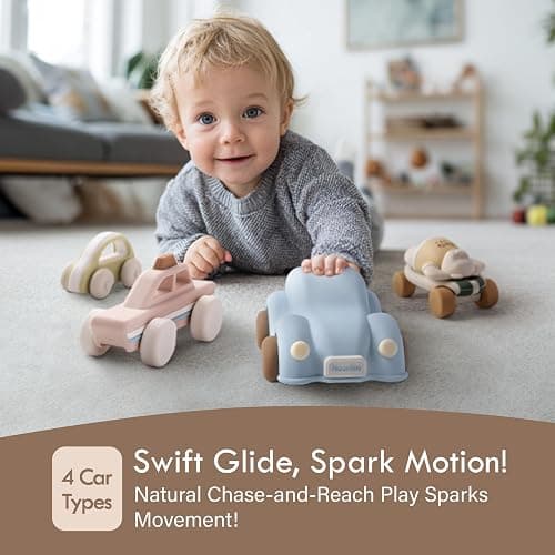 Moonkie Surf & Go Toy Cars Sets(5 Pcs), Silicone Soft Play Vehicles, Baby Car Gifts for 6 Months+ Boy and Girl, BPA-free, Sensory Toys for Toddler & Kids, Play Vehicles for Home & Travel thumbnail 4