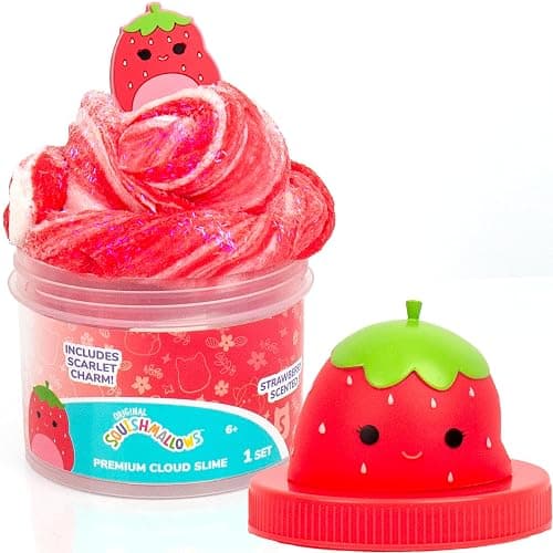 Original Squishmallows Scarlet Premium Cloud Slime - Limited Release, Strawberry Scent, 8 oz. Jar - Image 1