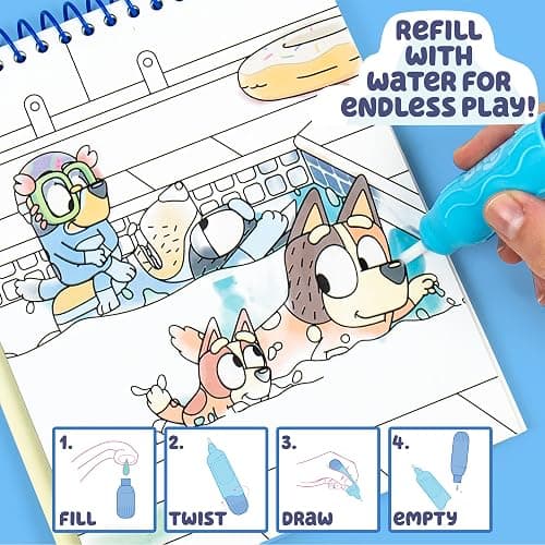Horizon Group USA Bluey Aqua Art - Reusable Water Reveal Activity Pages With Water Pen for No-Mess Drawing and Coloring thumbnail 4