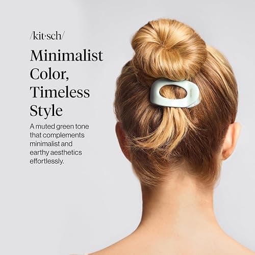 Kitsch Small Flat Claw Clip for Women - Sage Leaf, 1pc | Durable & Strong Hold Flat Hair Clips For Styling, Half Updo | Non-Slip for Secure, Comfortable Wear, For All Hair Types thumbnail 2