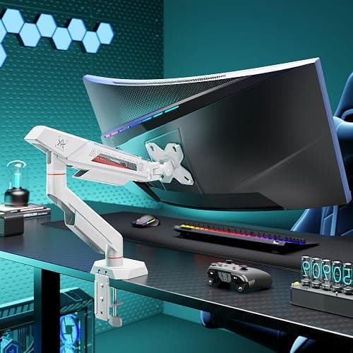 ARES WING Monitor Halterung für 17"-40" Flach/Curved Bildschirm, Monitor Arm Tragfähigkeit Max 12 kg,Höhenverstellbar Bildschirmhalterung,75/100mm Vesa-Halterung, Tischhalterung,Weiß thumbnail 9