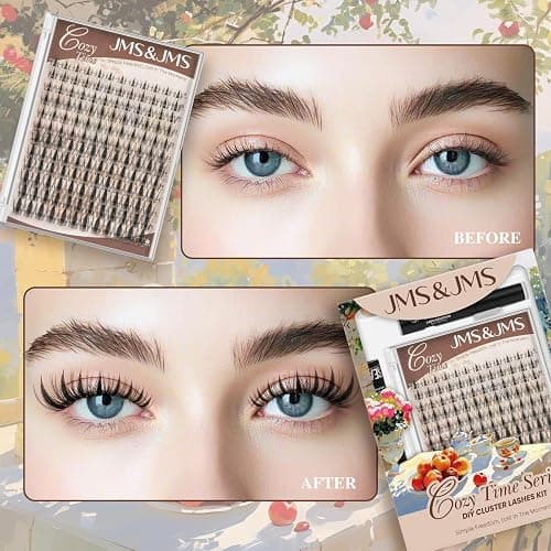JMS&JMS Lash Clusters 144 Pcs Natural Cluster Lashes Invisible Band Manga Lashes Super Thin Band Reusable Soft & Comfortable(Fairy,8-18mix) thumbnail 5
