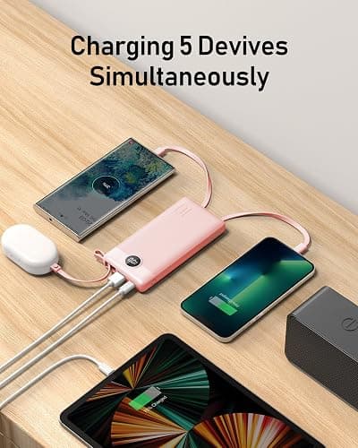 VEEKTOMX Portable Charger Built-in Cables, Power Bank for iPhone, Fast Charge USB C Battery Pack Travel Essentials Powerbank Compatible with iPhone 17/16/15/14, Samsung S25/24 thumbnail 5