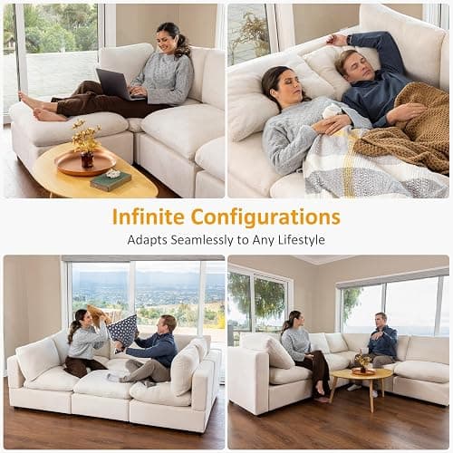VANOMi Modular Sectional Sofa, Convertible Sofa Couch Modular Sofa with Ottoman, Sectional Sofas for Living Room Small Apartments thumbnail 6