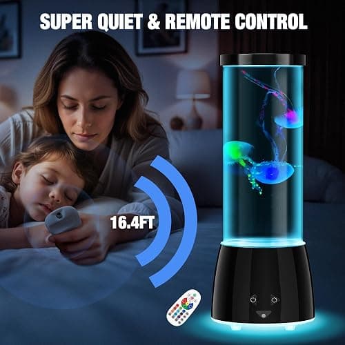 GuardWee Jellyfish Lamp, Jellyfish Aquarium Sensory Mood Table Lamp with 17 Color Changing Modes - Remote Control & USB Rechargeable for Bedroom/Office, Christmas/Birthday Gifts for Kids/Adults thumbnail 3
