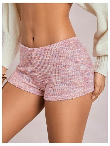 SOLY HUX Women's Striped Micro Shorts Y2k Knit Low Rise Booty Mini Shorts Color Block Stretchy Loungewear thumbnail 3