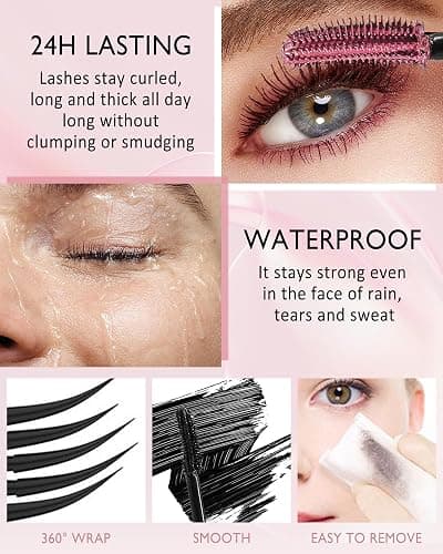 Brown Waterproof Mascara, Lashes Extension Mascara with Dual-Sided Brush, Great for Lengthening and Volumizing Eyelashes, No Clumping Tube Máscara Volume and Length, Long Wear, Smudge-Proof-03 thumbnail 5
