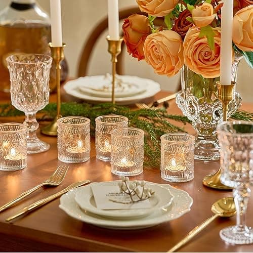 30 Pack Clear Glass Votive Candle Holders, Vintage Candle Holder Bulk, Tealight Candle Holders for Table Centerpieces, Home, Bridal Shower, Birthday, Christmas, Thanksgiving Party Table Decor thumbnail 7