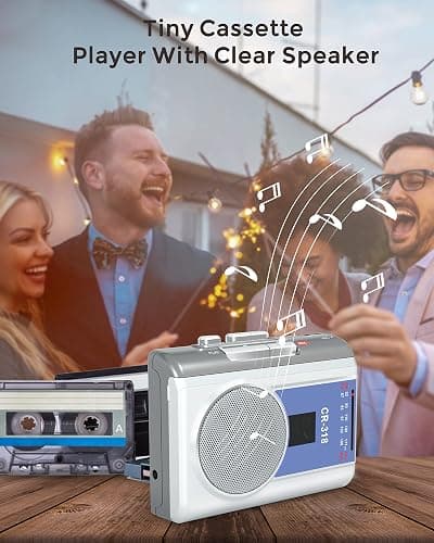 Gracioso Protable Cassette Recorder Player: AM FM Compact Cassette Tape Player with Big Speaker & Earphone Jack, Build in Microphone,Cassette Player Powered by DC or AA Battery thumbnail 6