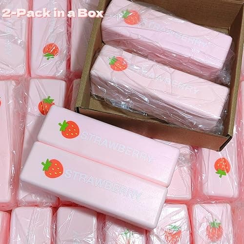 SUISUILE 2Pcs Strawberry Chocolate Stick Squishies, Super Soft Slow Rising Squishy Toys, Realistic Food Squishies for Adults, Kawaii Sticky Stress Relief Squeeze Toys for Desk Accessories (Strawberry) thumbnail 6