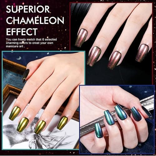 Morovan Fingernail Nail Polish Set: Holographic Metallic Lacquer Air Dry Nail Polish Regular Nail Pack 0.27oz Glitter Finger Nail Bulk Toenail Polish Kit Halloween Fall Gift for Women thumbnail 5