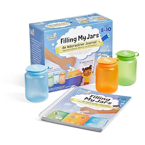 hand2mind Filling My Jars Interactive Journal, Kids Gratitude Journal, Growth Mindset Activities, Positive Affirmations for Kids, Mindfulness for Kids, Social Emotional Learning, Calm Down Corner, Medium - Image 1