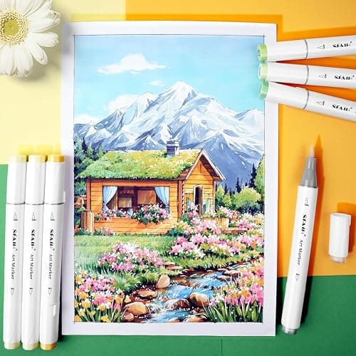 SFAIH Alcohol Markers Brush & Chisel Tip 321 Set - Dual Tip Professional Artist Markers for Adult Coloring Books, Illustration, Manga, Animation, Architecture Sketching - Refillable Ink thumbnail 2