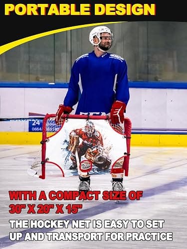 Kasifei Mini Steel Hockey Net with Shooter Tutor, 30" x 20" Heavy Duty Hockey Goal for Kids thumbnail 7