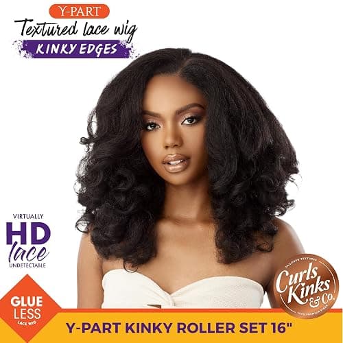Sensationnel Curls Kinksandco Kinkyedges Wig - Kinky Roller Set 16 Inch Y Part Lace Natural Kinkytexture Edged Hairline for Natural 3C to 4C Hair Textures (BALAYAGEGOLD) thumbnail 3