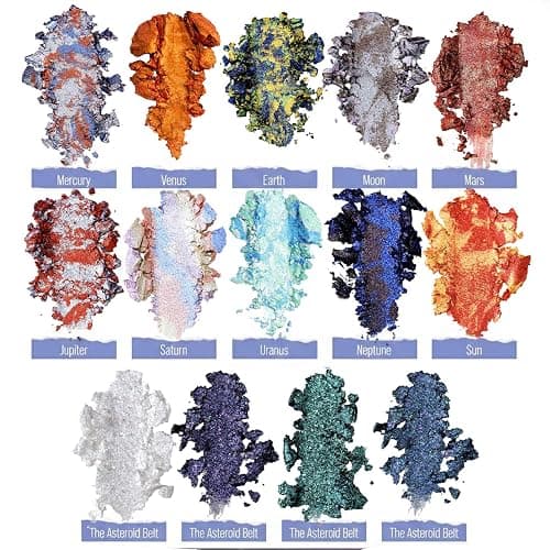 Galactic Assemble Eyeshadow Palette – Solar System Inspired 3D Planet Design, 14 Handcrafted Shimmer & Metallic Shades with Creamy Wet Texture, High-Pigmented Makeup Palette Gifts for Women & Girls thumbnail 5