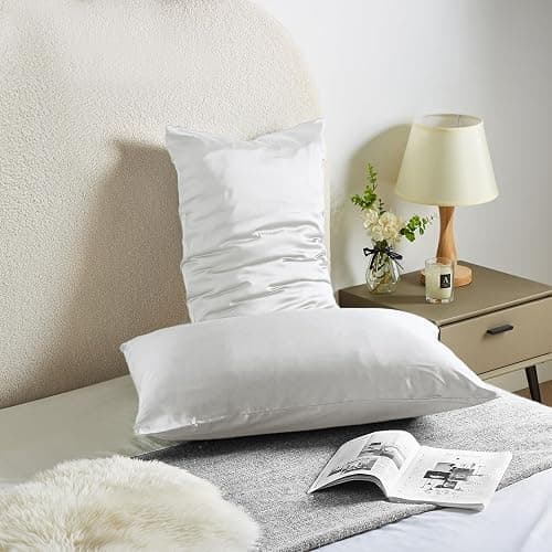 Silk Pillow Cases for Hair and Skin Mulberry Silk Pillowcases Soft Silk Pillow Cases with Zipper Both Sided Natural Beauty Sleep Silk Pillowcase 1 Pack for Gift (Standard, White) thumbnail 2