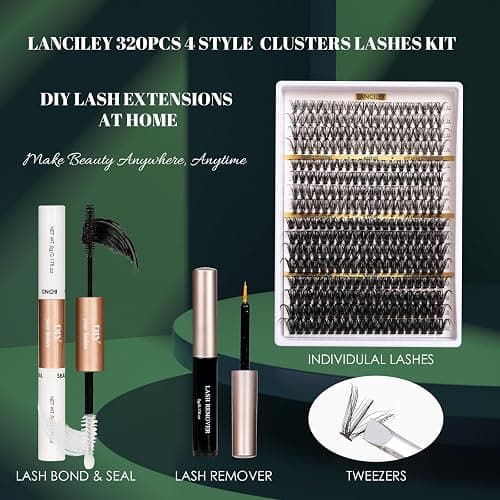 Lash Clusters 320PCS 12-20MM 30D+40D+80D+100D DIY Eyelash Extensions Kit Natural Individual Lashes Thick Volume Eyelash Clusters D Curly Lash Extension kit with Bond + Seal + Remover + Tweezers-4 thumbnail 7