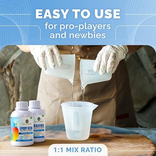 CRAFT RESIN 34 Oz Crystal Clear Epoxy Resin Kit - Food Safe & UV Resistant for DIY Art, Wood, Jewelry Making, Coasters, Molds Casting Resin Epoxy - Low Viscosity, Self Leveling for Beginners & Pros thumbnail 6