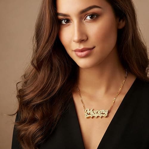 CNPUIEIL Double Plated Name Necklace Personalized Name Plate Necklaces Custom Name Necklace with Heart 18k Gold Plated Nameplate Customized Name Necklaces for Women thumbnail 4