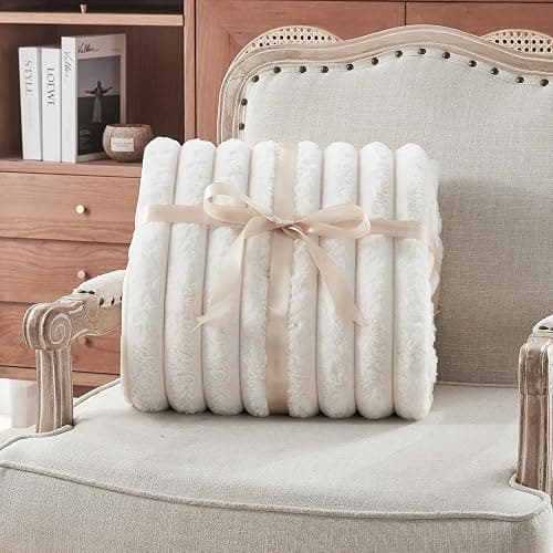 Faux Fur Twin Blanket for Couch, Cozy Fuzzy Fluffy Soft Plush Thick Bubble Sherpa Blanket for Sofa Bedroom Living Room, Mothers Day Birthday Gifts for Women Home Decor thumbnail 6