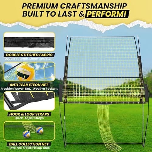 Volleyball Training Equipment, Volleyball Net System with Freely Height-Adjustable for Backyard, Volleyball Practice Net for Serving Setting Spiking, Easy Set Up for Indoor and Outdoor Use thumbnail 4