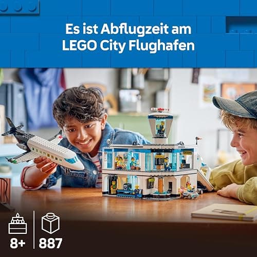 LEGO City Flughafen mit Flugzeug - Spielzeug Miniatur Modellbau mit Terminal, Flugzeug, Schlepperfahrzeug, Fluggastbrücke, 9 Minifiguren & Zubehör - Geburtstagsgeschenk für Jungen ab 8 Jahren - 60502 thumbnail 4