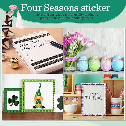 TaoBary 33 Rolls Washi Tape Set, 15 mm Holiday Washi Tape Set Seasonal Plaid Bohemian Colorful Vintage Cute for Card Wrapping Craft(Cute Style) thumbnail 7