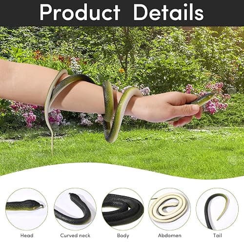 ANABIUP Fake Snake, Rubber Snake Prank with String and Clip, Realistic Rubber Snake Prank for Playing Jokes thumbnail 6