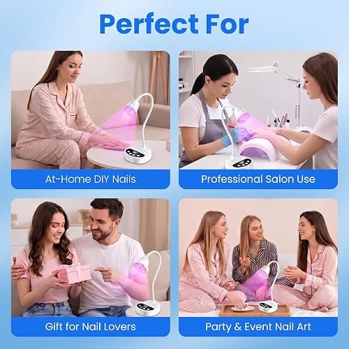 Makartt Flash Cure UV LED Nail Lamp for Gel-X Tips, Adjustable Gooseneck | 50 mW/cm² Cordless Rechargeable UV Light with Auto Sensor & 4 Timers & 10 Beads for Fast Gel Curing Home DIY Salon Use, White thumbnail 2