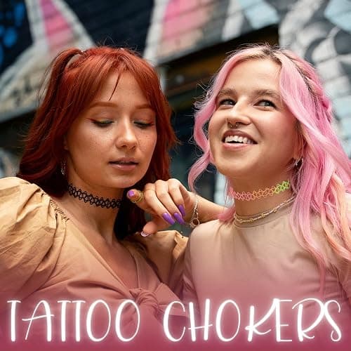 BodyJ4You 12PC Tattoo Choker Necklace - 90s Accessories 2000s Jewelry Y2K Fashion Vintage Trendy - Rainbow Goth Black Pink Green Blue White - Adjustable Stretchy Elastic Necklace Summer Vacation Set thumbnail 6