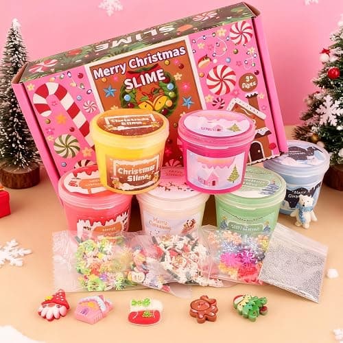 Christmas Stocking Stuffers for Kids-6 Pack Fluffy Slime Set, Xmas Gift Toys Kit, Party Favors, Goodie Bag fillers, Halloween Slime, Classroom Rewards for Teens Girls Boys Ages 4 5 6 7 8 9 10 11 12 thumbnail 5