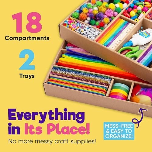 Blue Squid 3000+ pcs Arts and Crafts Supplies for Kids | Craft Kit Box for Kids Age 4-5, 4-8, 6-8, 8-12 | Craft Supplies & Materials Crafts Set Toys Art Box Gifts for Girls Boys Bulk Art Kit thumbnail 2