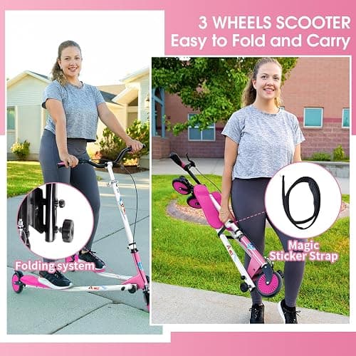 AOODIL Swing Scooter Adjustable 3 Wheels Foldable Wiggle Scooter Self Drifting for Kids/Teen/Adults Age 6+ thumbnail 5