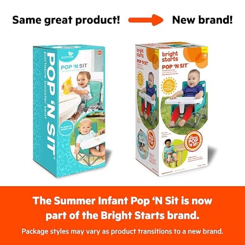 Bright Starts Pop 'N Sit Portable Booster, Indoor/Outdoor Use, Floor Seat with Feeding Tray, Pink, 6 Mos - 3 Yrs thumbnail 7