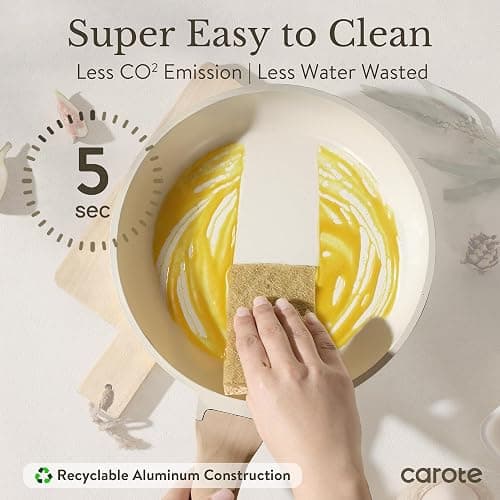 CAROTE ICE 35pcs Pots and Pans Set, Nonstick Cookware Sets, White Granite Induction Cookware with Kitchen Knife Set thumbnail 5