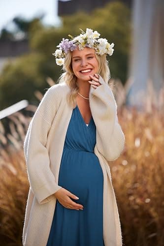 Ekouaer 3 in 1 Labor Delivery Gown Maternity Dress Nursing Nightgown Sleepwear for Breastfeeding thumbnail 3