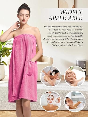Women'S Soft Wrap Towel Full Length，Bath Robe After Shower Female Plush Long，Spa Bathrobes Lightweight With Pockets thumbnail 4