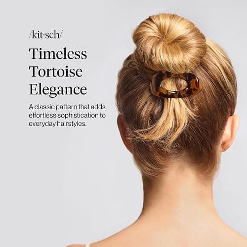 Kitsch Small Flat Claw Clips for Women - Stylish Flat Hair Clips, Strong Hold for Thick & Fine Hair | Non-Slip for Secure, Comfortable All-Day Wear | Ideal Gifts for Women -Tortoise Design thumbnail 2