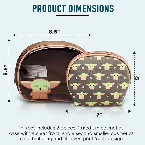 Loungefly Mandalorian Baby Yoda Grogu The Child 2 Piece Cosmetics Bag Set thumbnail 3