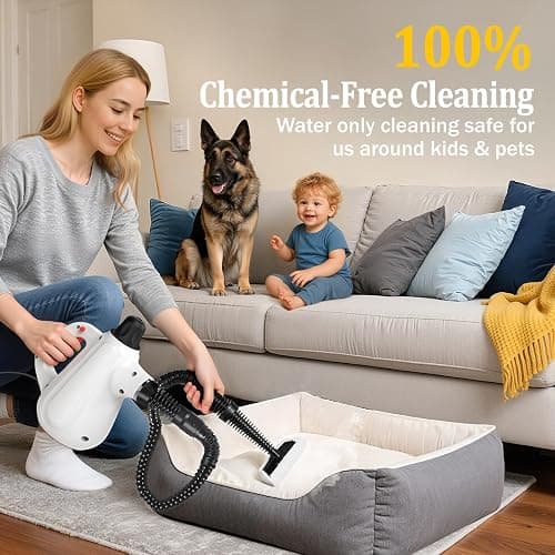 Steam Cleaner, Pressurized Multi-Surface Natural Handheld Steam Cleaner for Home with Lock Button&16 PCS Tools, Portable Steamer for Deep Cleaning Car, Bathrooms, Kitchens, Grout, Tile, and Windows thumbnail 5