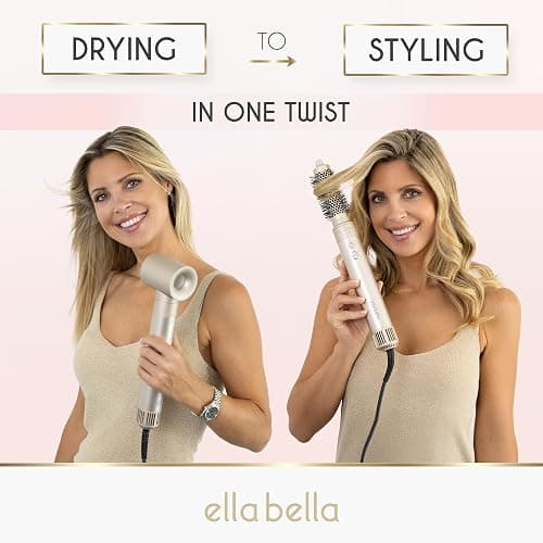 ELLA BELLA® 6 in 1 Professional Hot Air Styler • Powerful Hair Dryer & Straightener Set • Styling Without Heat Damage • Fast Drying Curling Volumizing Straightening • Includes Protective Travel Case thumbnail 5