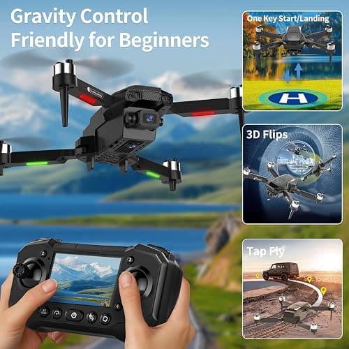 Drone with Camera for Adults, 1080P HD Drones with LCD Screen Controller with 8GB SD Card, Brushless Motors Quadcopter for Beginners, Stable Hover, Waypoint Fly, One-Key Takeoff/Landing, Portable Drone for Kids thumbnail 7