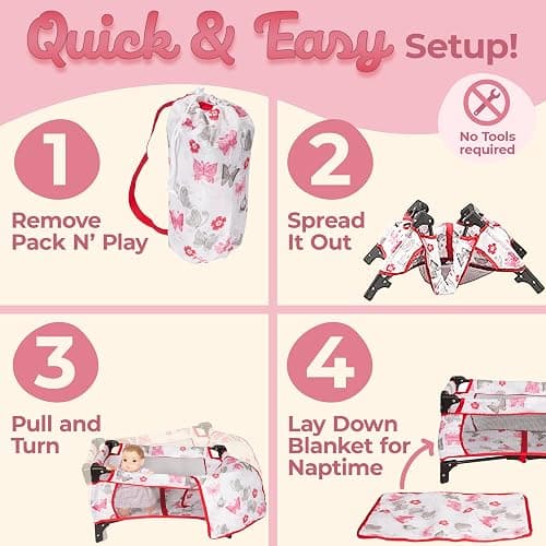 18-Inch Baby Doll Nursery Playset by Litti Pritti - Doll Accessories Set with Swing, Crib, High Chair, and Carrier - Realistic Toy Furniture for Imaginative Play - Gift for Kids Ages 3 Up thumbnail 7