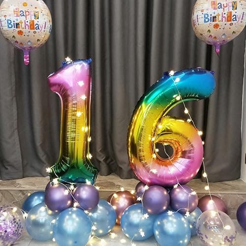 40 Inch Rainbow Digit Helium Foil Birthday Party Balloons (Dark Rainbow 1) thumbnail 2