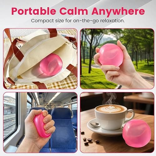Coconut Oil Squeeze Toys, 2026 New Handmade Malt Sugar Balls Filled Stress Relief Squishy Soft Non-Sticky Sensory Fidget Toy for Adults Relaxation and Focus (Pink) thumbnail 6