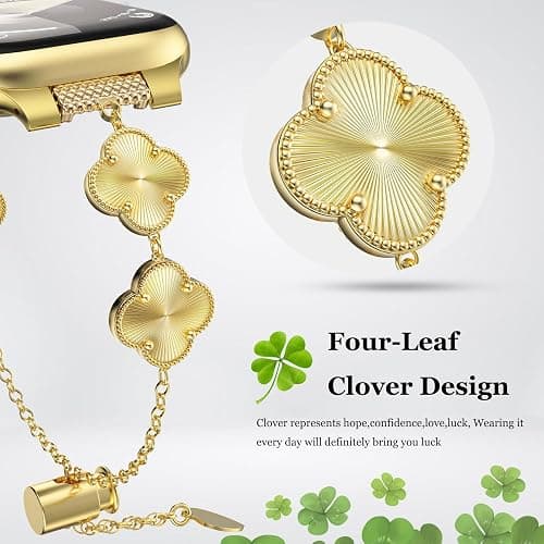 YMHML Lucky Clover Band Compatible for Apple Watch Bands for Women 40mm 41mm 42mm 44mm 45mm 46mm 49mm 38mm, Adjustable Bracelet, Dressy Jewelry Metal Strap iWatch Series 11 10 9 8 7 6 5 4 3 SE Ultra thumbnail 2